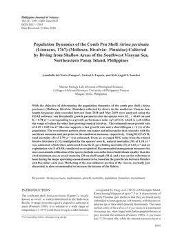 Population Dynamics of the Comb Pen Shell Atrina Pectinata