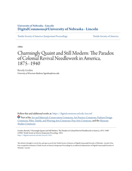 Charmingly Quaint and Still Modern: the Paradox of Colonial Revival