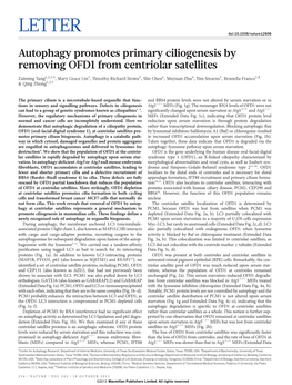Autophagy Promotes Primary Ciliogenesis by Removing OFD1 from Centriolar Satellites