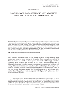 Motherhood, Breastfeeding and Adoption: the Case of Hera Suckling Heracles