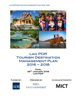 Lao PDR Tourism Destination Management Plan 2016 – 2018