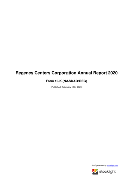 Regency Centers Corporation Annual Report 2020