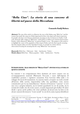 “Bella Ciao”. La Storia Di Una Canzone Di Libertà Nel Paese Della Mezzaluna