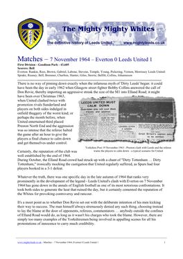 Matches – 7 November 1964 – Everton 0 Leeds United 1