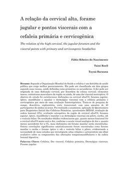 A Relação Da Cervical Alta, Forame Jugular E Pontos Viscerais Com a Cefaleia Primária E Cervicogênica