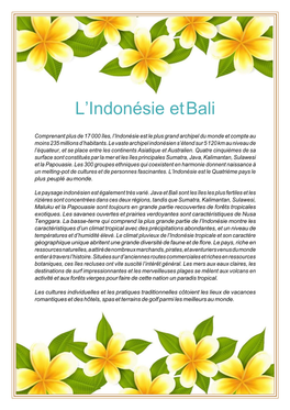 L'indonésie Et Bali