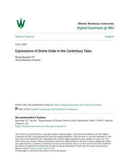 Expressions of Divine Order in the Canterbury Tales