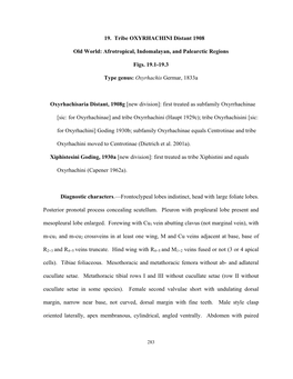 Afrotropical, Indomalayan, and Palearctic Regions Figs. 19.1-19.3 Type Genus