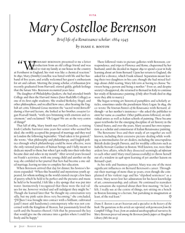 Mary Costelloe Berenson Brief Life of a Renaissance Scholar: 1864-1945 by Diane E