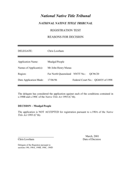 National Native Title Tribunal