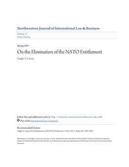 On the Elimination of the NATO Entitlement Vaughn A