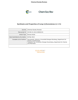 Synthesis and Properties of Long [N]Cumulenes (N ≥ 5)