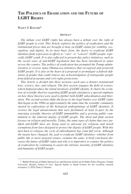 The Politics of Eradication and the Future of Lgbt Rights