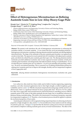Effect of Heterogeneous Microstructure on Refining Austenite Grain Size in Low Alloy Heavy-Gage Plate