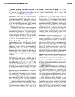 Geologic Mapping of the Schrödinger Basin Area, Lunar South Pole