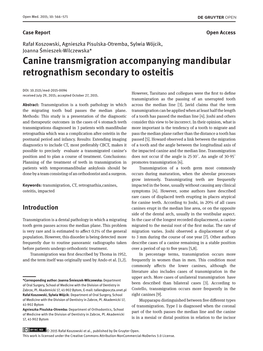 Canine Transmigration Accompanying Mandibular Retrognathism Secondary to Osteitis