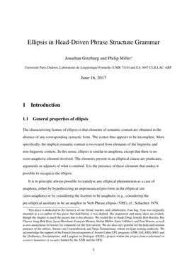 Ellipsis in Head-Driven Phrase Structure Grammar