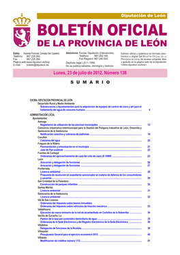 Boletín Oficial De La Provincia De León