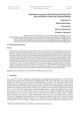 Task Division Amongst the Iban Farming Community Within Men and Women in Kuala Tatau, Sarawak, Malaysia