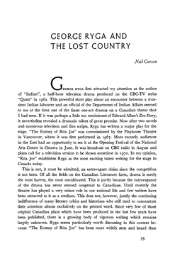 George Ryga and the Lost Country