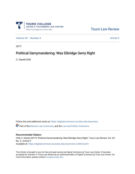 Political Gerrymandering: Was Elbridge Gerry Right