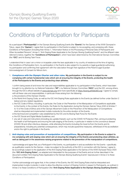 Olympic Boxing Qualifying Events Conditions of Participation