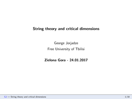 String Theory and Critical Dimensions