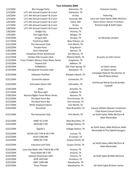 Tour Schedule 2004