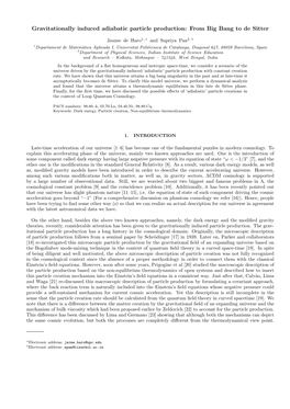 Gravitationally Induced Adiabatic Particle Production: from Big Bang to De Sitter