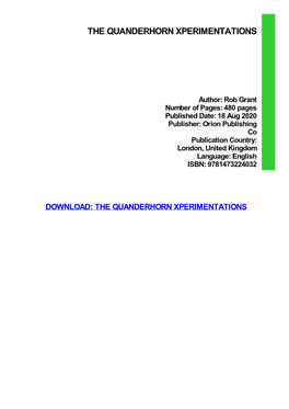 The Quanderhorn Xperimentations Download Free