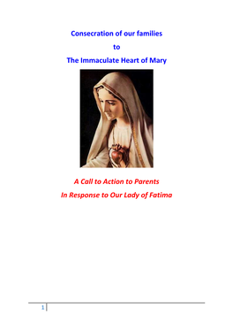 Consecration of Our Families to the Immaculate Heart of Mary a Call To
