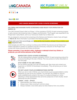 March 26, 2021 LNG CANADA MANDATORY COVID-19 RAPID