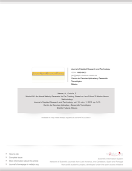 An Atonal Melody Generator for Ear Training, Based on Lars Edlund´S Modus Novus Methodology Journal of Applied Research and Technology, Vol