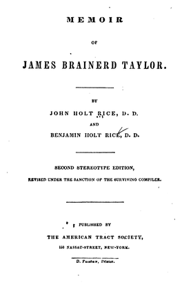 Memoir of James Brainerd Taylor