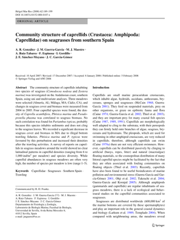 Community Structure of Caprellids (Crustacea: Amphipoda: Caprellidae) on Seagrasses from Southern Spain