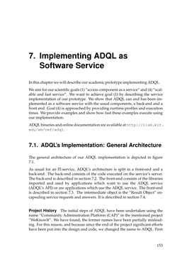 7. Implementing ADQL As Software Service