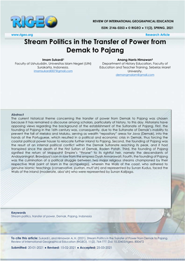 Stream Politics in the Transfer of Power from Demak to Pajang