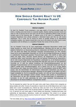 How Should Europe React to Us Corporate Tax Reform Plans?