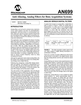 Anti-Aliasing, Analog Filters for Data Acquisition Systems