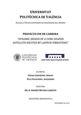 Dynamic Design of a Cube-Shaped Satellite Excited by Launch Vibrations”