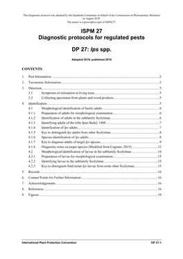ISPM 27 Diagnostic Protocols for Regulated Pests DP 27: Ips Spp