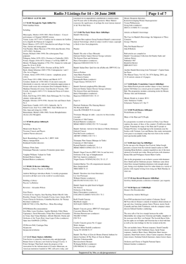 Radio 3 Listings for 14 – 20 June 2008 Page 1 of 7 SATURDAY 14 JUNE 2008 Renowned for Its Unparalleled Contributions to Modern Music