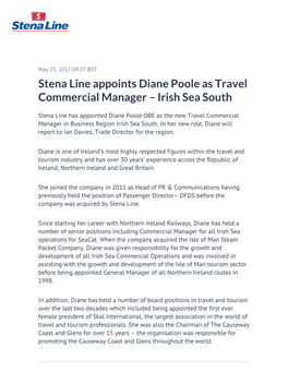 Stena Line Appoints Diane Poole As Travel Commercial Manager – Irish Sea South