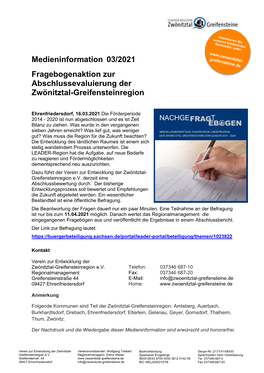 Medieninformation 03/2021 Fragebogenaktion