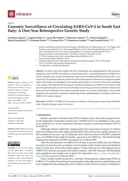 Genomic Surveillance of Circulating SARS-Cov-2 in South East Italy: a One-Year Retrospective Genetic Study