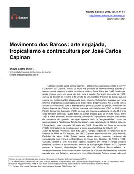 Arte Engajada, Tropicalismo E Contracultura Por José Carlos Capinan