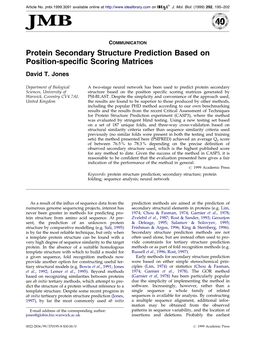 Protein Secondary Structure Prediction Based on Position-Specific Scoring Matrices David T