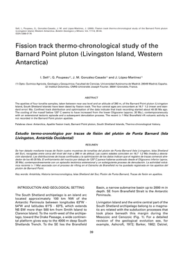 Fission Track Thermo-Chronological Study of the Barnard Point Pluton (Livingston Island, Western Antarctica