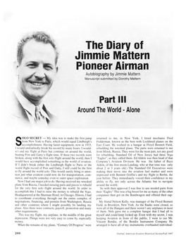 Jimmie Mattern Srk{ Pioneer Airman Autobiography by Jimmie Mattern Manuscript Submitted by Dorothy Mattern