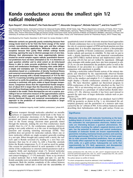 Kondo Conductance Across the Smallest Spin 1/2 Radical Molecule